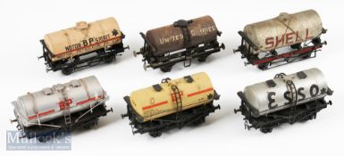 6x O Gauge Model Railway Finescale Kit Tank Wagons to include BP 1359 in cream and silver, ESSO