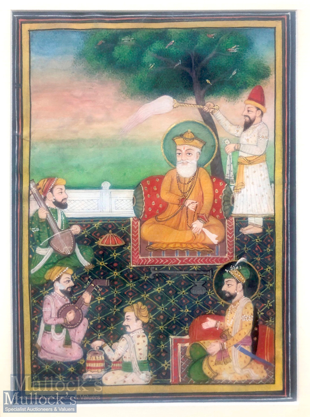 India & Punjab – Guru Nanak Miniature a fine large Sikh school miniature of Guru Nanak seated