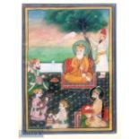 India & Punjab – Guru Nanak Miniature a fine large Sikh school miniature of Guru Nanak seated