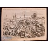 1856 India Procession large wood block engraving 'State Procession Bearing Presents from The