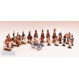 9x Del Prado Cavalry, a Cannon and 12 Infantry figures - from Different sets, Russian German,