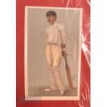 1897 Colonel Kumar Shri Sir Ranjitsinhji India Cricket. Vanity Fair mounted on card print. Colonel H