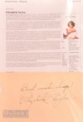 Elizabeth Taylor (1932-2011) Autograph inscribed 'Best Wishes Always Elizabeth Taylor' to the