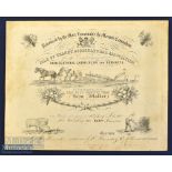 Kent - Isle of Thanet Agricultural Association 1873 Impressive large Certificate with fine