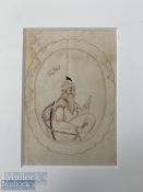 India & Punjab – Sikh Miniature of the Rajah of Ranjeet Singh - Unusual miniature of in oval design,