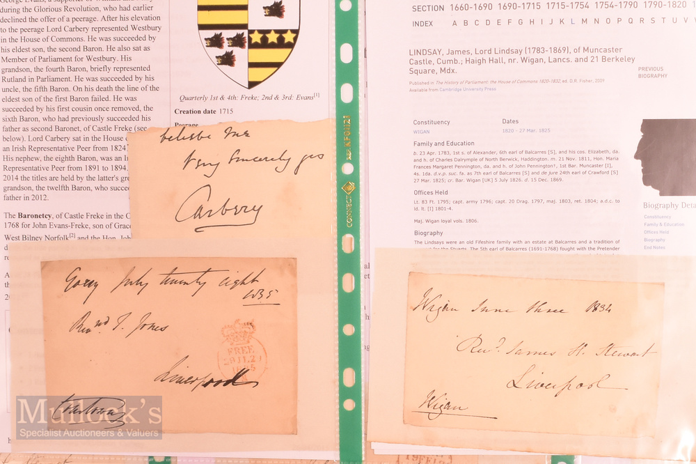 Selection of Victorian Peerage Autographs featuring Duke of St Albans, Baron Boston, Samuel Hood 2nd - Image 2 of 2