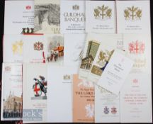 1968-83 Lord Mayor of London Guildhall and Mansion House banquets and dinner cards / menus to