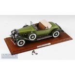 Danbury Mint Diecast 1930 Cadillac V-16 Roadster 1:12 scale model with wooden case, in used