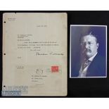 Autograph - Theodore Roosevelt (1858-1919) Signed Typed Letter dated 23 Aug 1919 with original