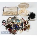 Costume Jewellery mixed incl' Necklaces Pearls, Brooch bangle, pieces noted are Simulated 3 tier