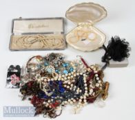 Costume Jewellery mixed incl' Necklaces Pearls, Brooch bangle, pieces noted are Simulated 3 tier
