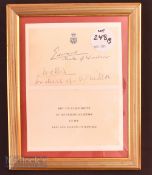 Royalty – Duke and Duchess of Windsor Signed Note with Royal crest to top centre, signed in ink '