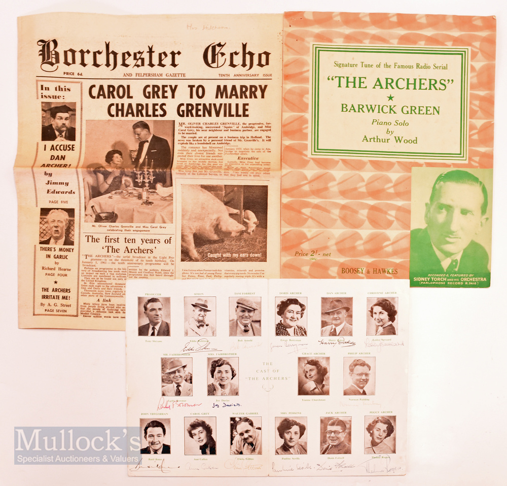 c1955 cast of the Archer radio show signed program signed by 14 Eddie Robinson - Bob Arnold - Gwen