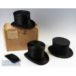 Gentlemen's A H B of 29 Coventry Street Piccadilly, black silk Top Hat with hat brush, a Gentlemen's