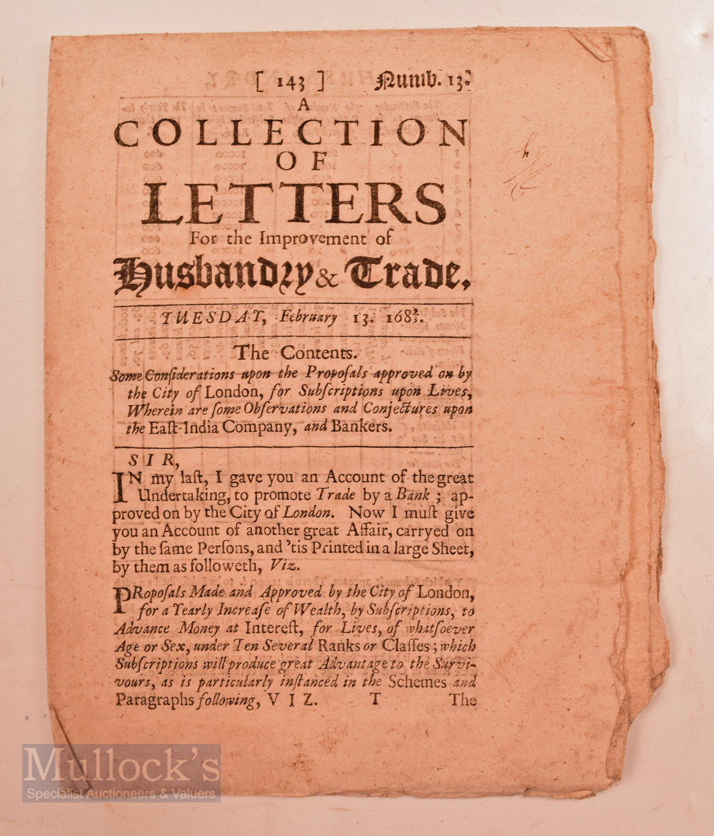 East India Company Document, 1682 being a collection of Letters (Proposals) for increasing the trade