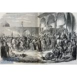 India & Punjab – Court of Lahore Engraving - a large double page antique steel engraving of the