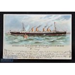 Shipping - Kaiser Wilhelm Der Grosse 1899 Postcard a fine multicoloured card illustrating this