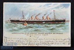 Shipping - Kaiser Wilhelm Der Grosse 1899 Postcard a fine multicoloured card illustrating this