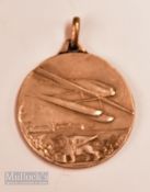 Schneider Trophy Cup Air Races, 1927 White Metal Medallion Obverse; Racing Seaplane, and winged