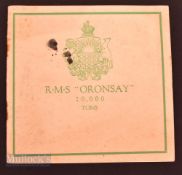 RMS "Oronsay" 20,000 tons, 1930s, Orient Line Mail Steamer to Australia – a 16-page pictorial