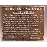 1906 Cast Sign Midland Railway L T & S Section, believed to be London, Tilbury and Southend Railway,