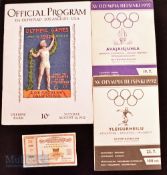 1932 USA Olympic Official Program, Ticket plus 1952 Helsinki Opening Ceremony and Athletics