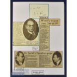 Sir Isaiah Berlin Autograph Philosopher signed Cutting with newspaper cuttings in ink, details '