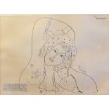 1942 Henri Matisse Collotype I12, Girl in Scarf, framed Collotype 52cm x 43 cm, framed by Kensington