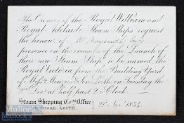 Shipping - Launch of Steam Ship "Royal Victoria" Leith 1834 Invitation to N Naysmith to attend the