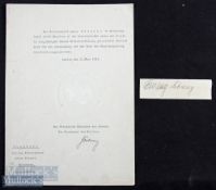 WWII – Germany Autographs – Hermann Goring (1893-1946) Signed Document and Print to a Prussian typed