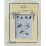Framed fishing Fly Display – The Rev Richard Durnfold – containing 9 flies brown wooden frames