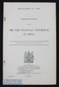 1921 China HMSO Government Document, Correspondence respecting the new finical consortium in