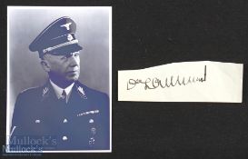 WWII – Autograph – Dr Hans Lammers (1879-1962) Signed Cutting and Print signed in ink with