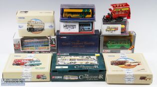 10x Corgi Toys Diecast Commercial Buses, Trams and Coaches Transportation incl' 9x Boxed sets and