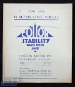 Cotton Motor Cycles Sales Catalogue Sub titles "For 1938 14 Superlative Models" a large fold out