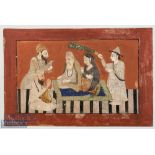 India & Punjab – Guru Nanak Miniature a Sikh school miniature of Guru Nanak seated on mat with his