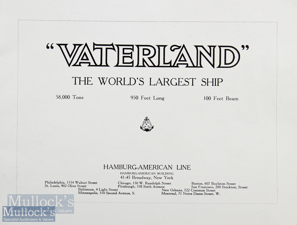 Vaterland, Hamburg America Line 1914 Publication, a most impressive publication printed at the - Image 2 of 2