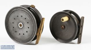 2x 1920s J Bernard & Son London alloy fly reels one made by Dingley - Jermyn St outlet 3" alloy