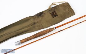 Hardy Alnwick CC De France Palakona Split Cane Fly Rod (1952) No E84247, 7' 2pc (tip 2" approx.