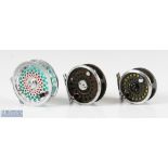 3x various modern trout fly reels - Lamiglas LF34 2.75' alloy reel c/w line label to foot reads WF2F