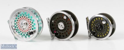 3x various modern trout fly reels - Lamiglas LF34 2.75' alloy reel c/w line label to foot reads WF2F