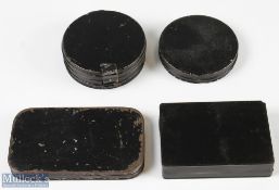 Collection of various black japanned dry fly, clip, and cast tins (4) - interesting J Bernard &