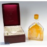 Zaglo Amber stained glass decanter in presentation box engraved full lea crystal, depicts fishing