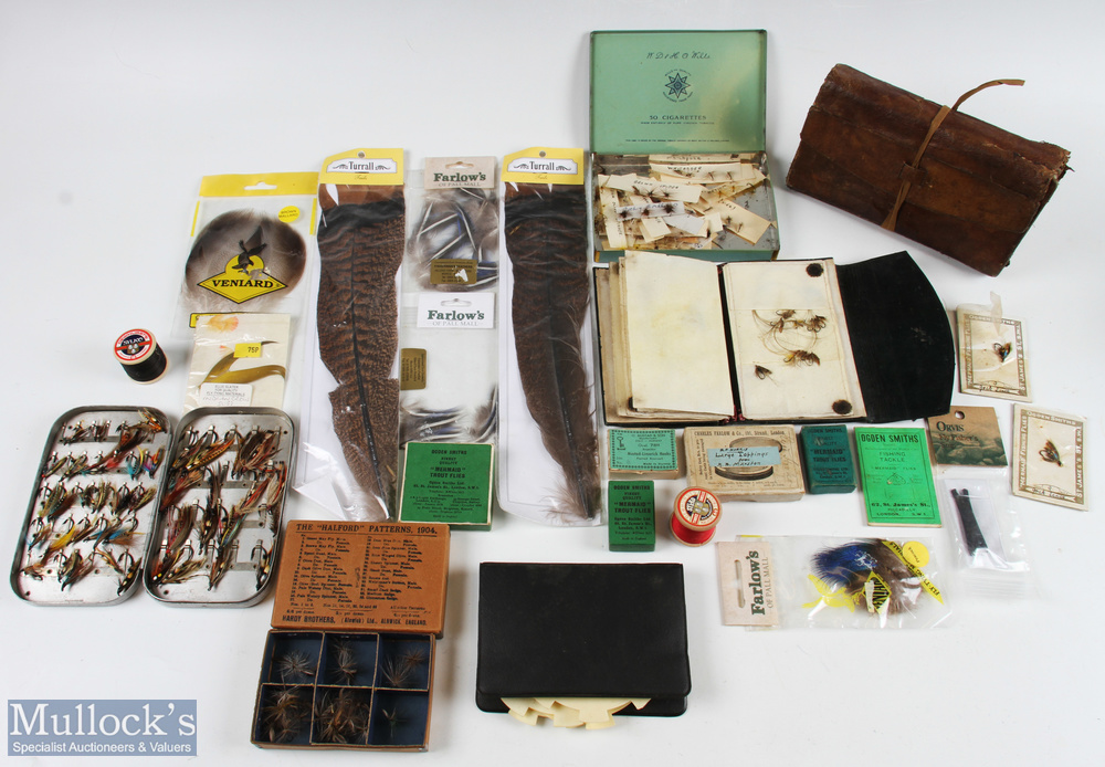 Deben Game canvas and leather bag, flies and fishing accessories includes an Aster fly tying vice, - Image 2 of 2