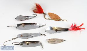 Collection of American Deep Sea Fishing Lure Spoons (7) - Florida Fishing Tackle MFG "Refle3cto