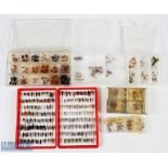 5x Fly Boxes comprising a fly box with over 140 wet flies; a Myran 18 compartment plastic box with