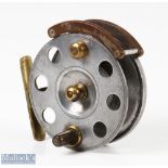 Foster Bros Ashbourne 3 3/8" alloy brass strap back fly reel - with heavy duty line guide with