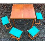 Folding Picnic Table with 4x Stools measures 27"x30" x25 ½" height, closed measures 27"x15"x4"