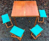 Folding Picnic Table with 4x Stools measures 27"x30" x25 ½" height, closed measures 27"x15"x4"