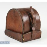 Hardy Bros Alnwick D Block leather reel case internal length 3 ¾", width 1 ¾" depth 3 ¾", stamped